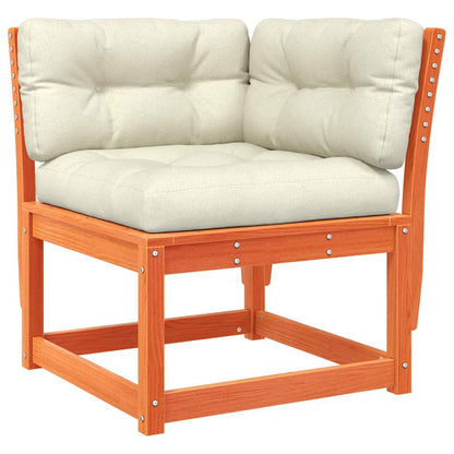 5 Piece Garden Sofa Set with Cushions Wax Brown Solid Wood Pine
