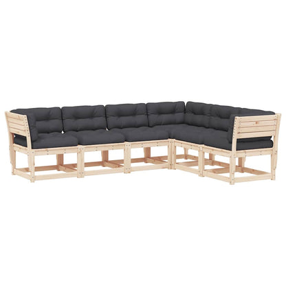 6 Piece Garden Sofa Set with Cushions Solid Wood Pine