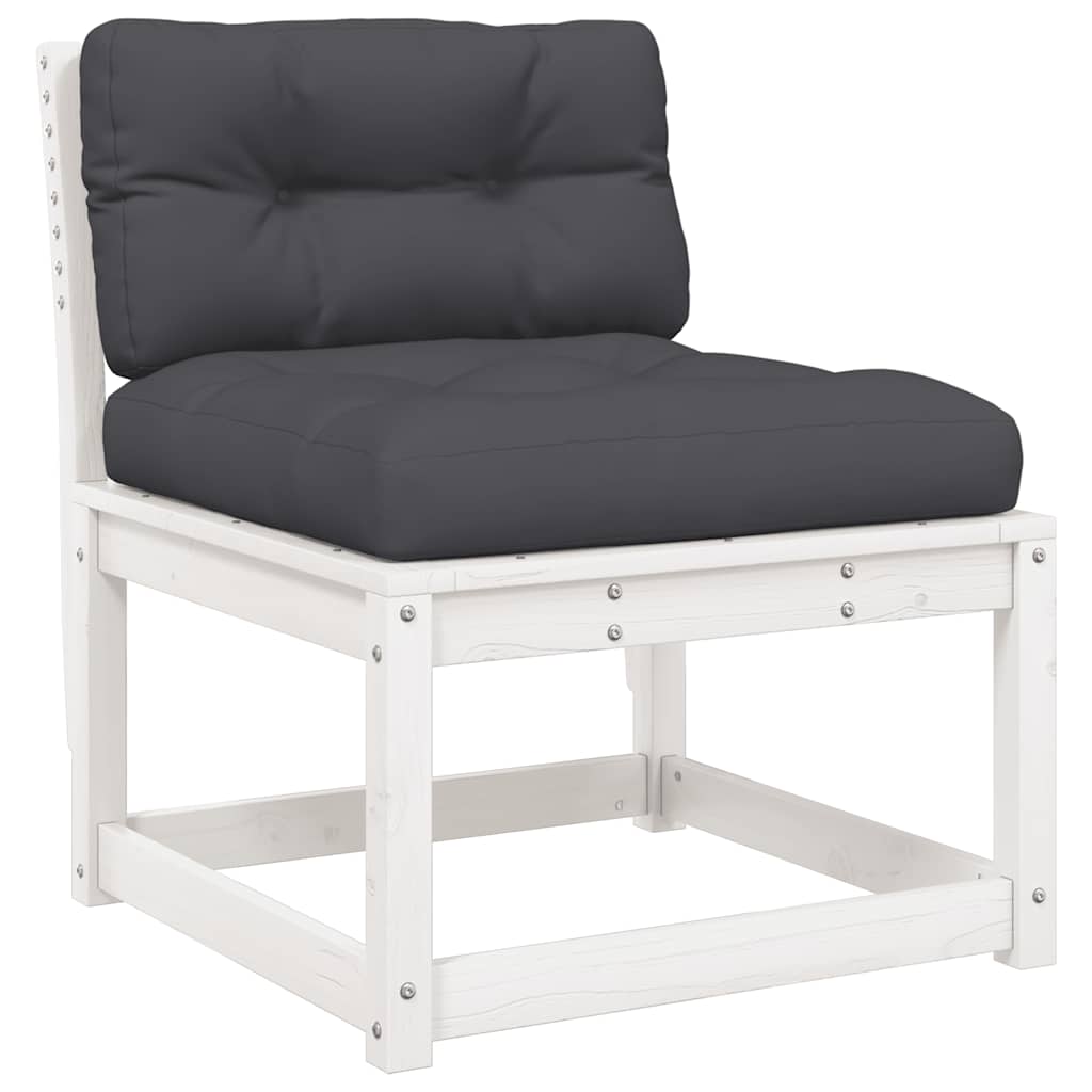 6 Piece Garden Sofa Set with Cushions White Solid Wood Pine