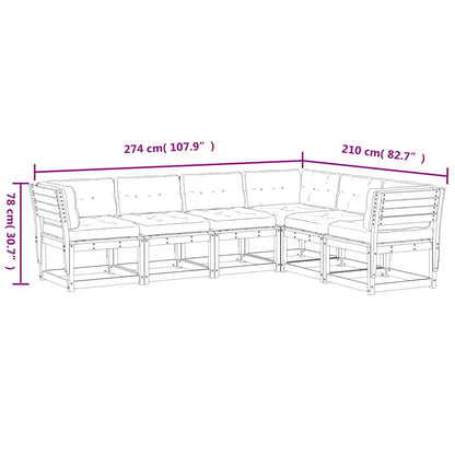 6 Piece Garden Sofa Set with Cushions Wax Brown Solid Wood Pine
