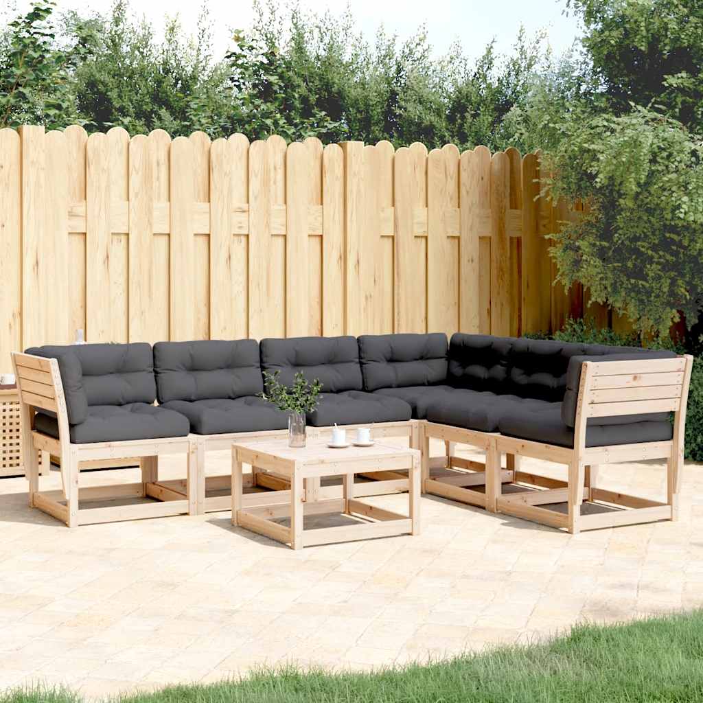 6 Piece Garden Sofa Set with Cushions Solid Wood Pine
