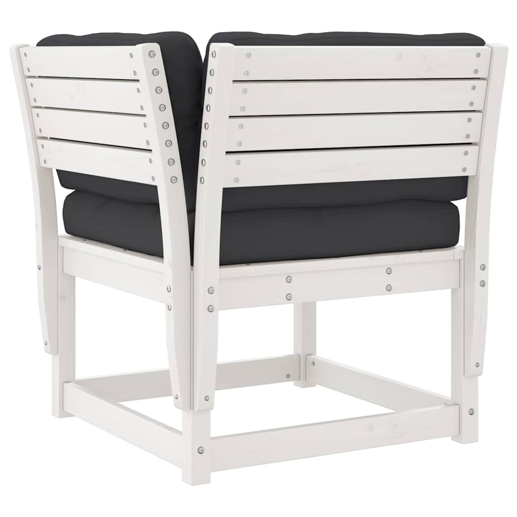 6 Piece Garden Sofa Set with Cushions White Solid Wood Pine