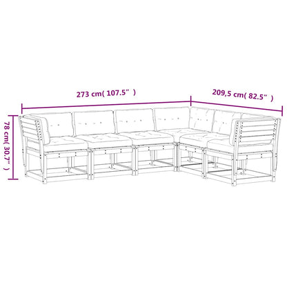 6 Piece Garden Sofa Set with Cushions White Solid Wood Pine