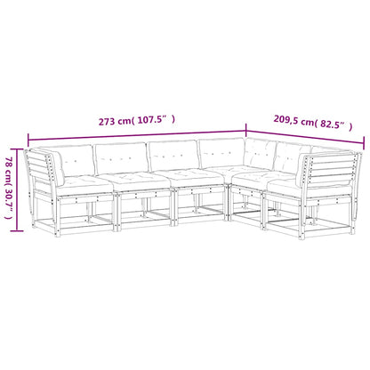 6 Piece Garden Sofa Set with Cushions Wax Brown Solid Wood Pine