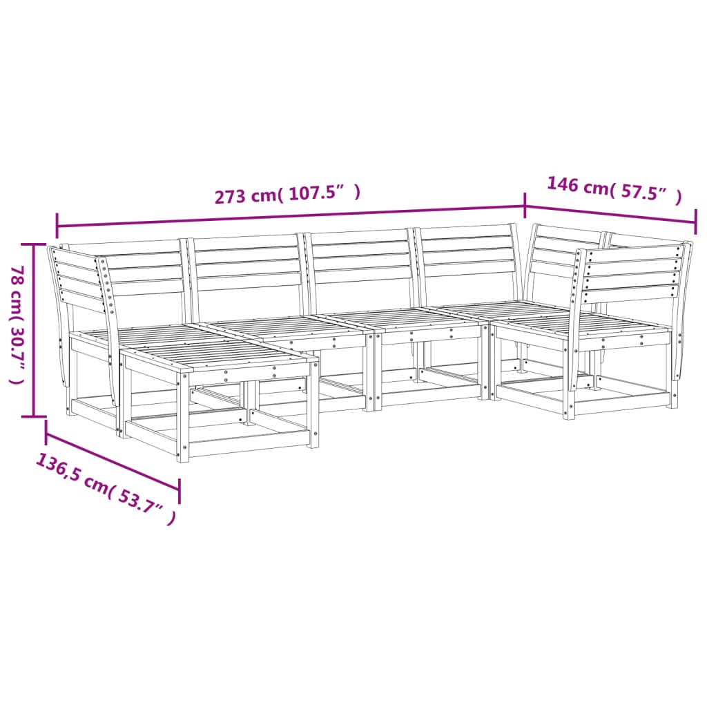 Garden Sofa Set | Natural Pine | Solid Pine Wood | Large | Modular