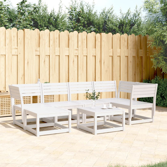Garden Sofa Set | White | Solid Pine Wood | Large |  Modular