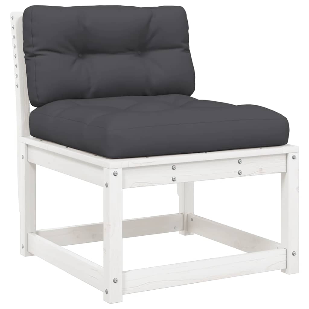 6 Piece Garden Sofa Set with Cushions White Solid Wood Pine