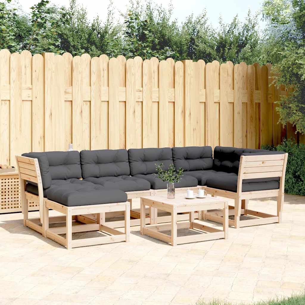 6 Piece Garden Sofa Set with Cushions Solid Wood Pine