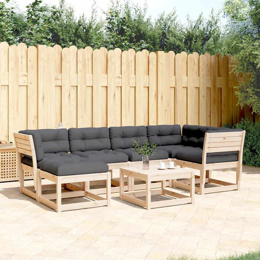 6 Piece Garden Sofa Set with Cushions Solid Wood Pine