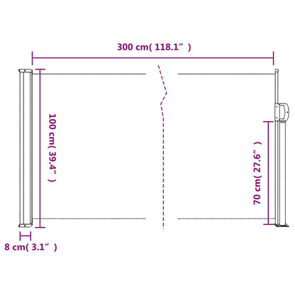 Retractable Side Awning Beige 100x300 cm