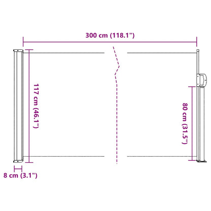 Retractable Side Awning Cream 117x300 cm
