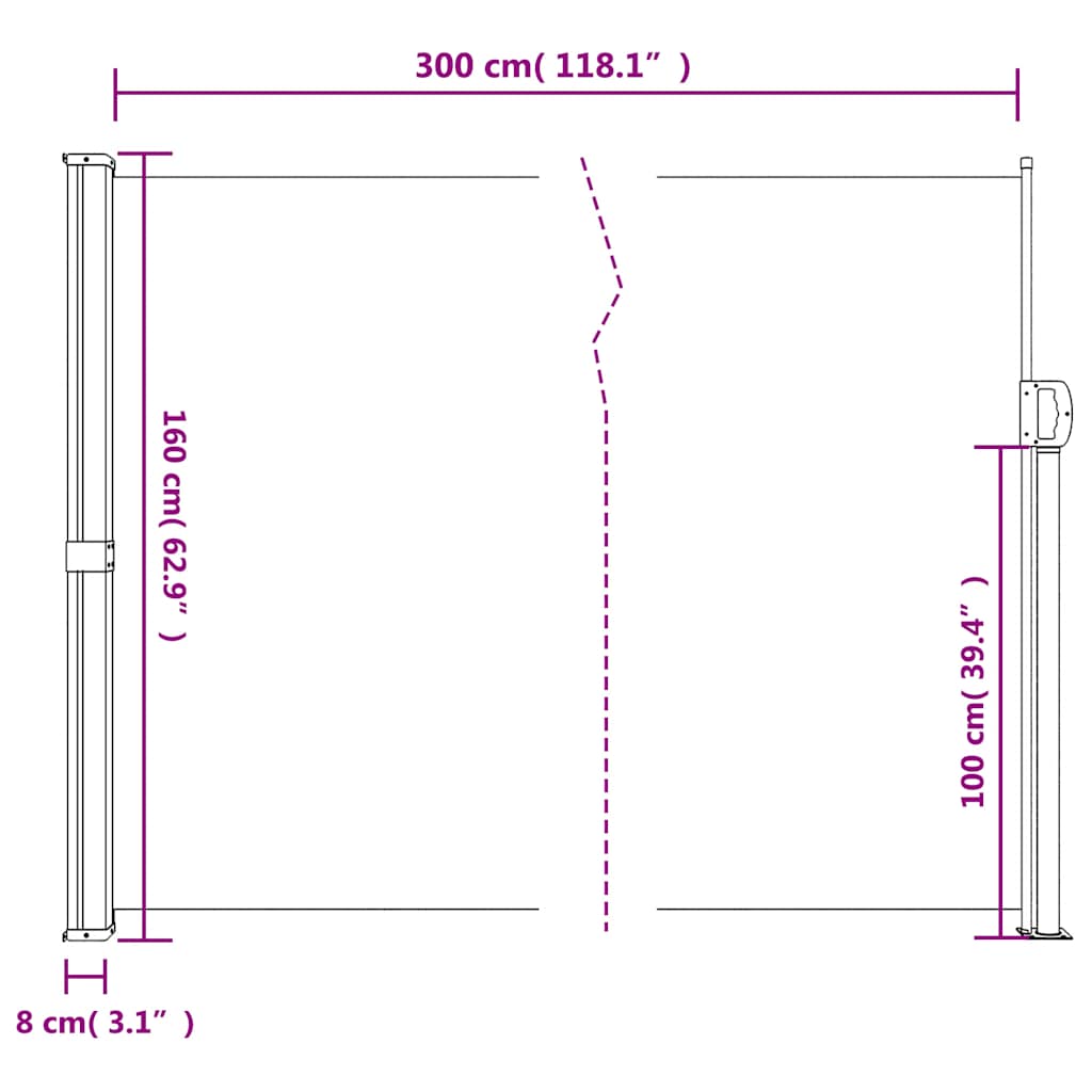 Retractable Side Awning Beige 160x300 cm