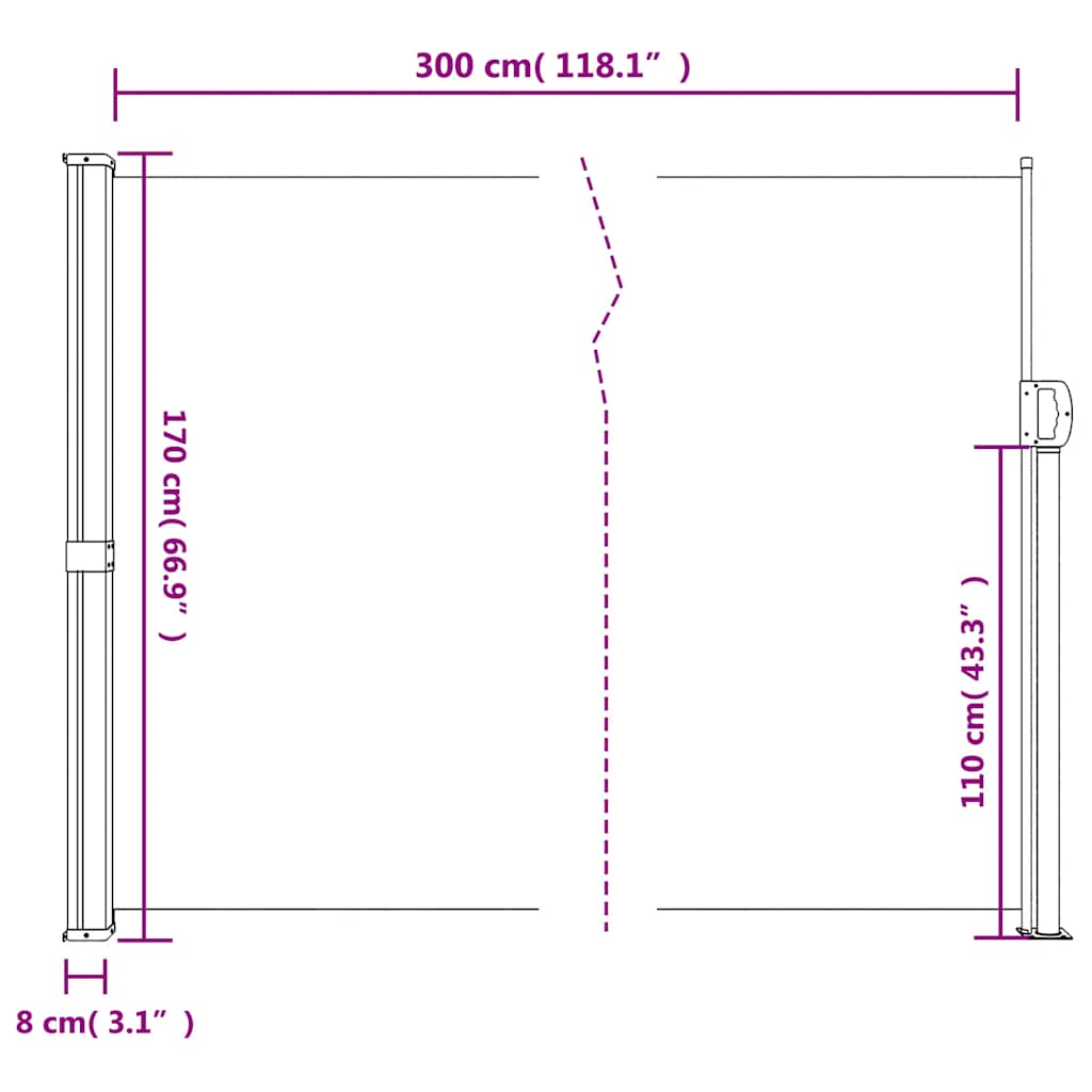 Retractable Side Awning Beige 170x300 cm