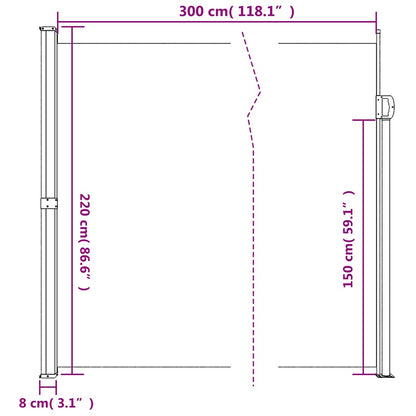 Retractable Side Awning White 220x300 cm