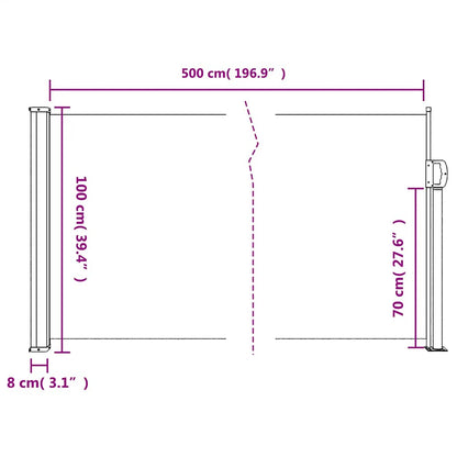 Retractable Side Awning Brown 100x500 cm