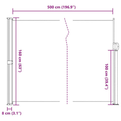Retractable Side Awning Cream 160x500 cm