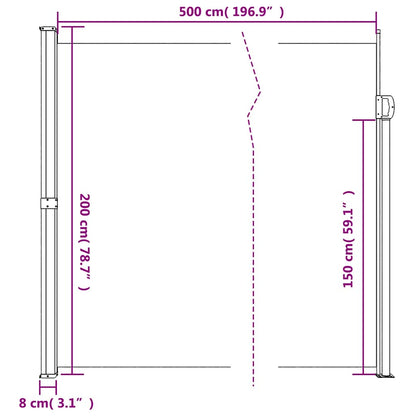 Retractable Side Awning Brown 200x500 cm