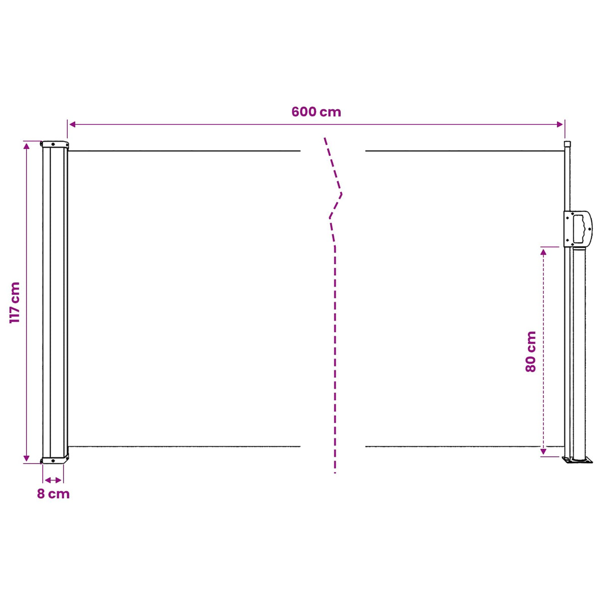 Retractable Side Awning Black 120x600 cm