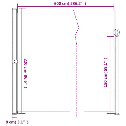 Retractable Side Awning Taupe 220x600 cm