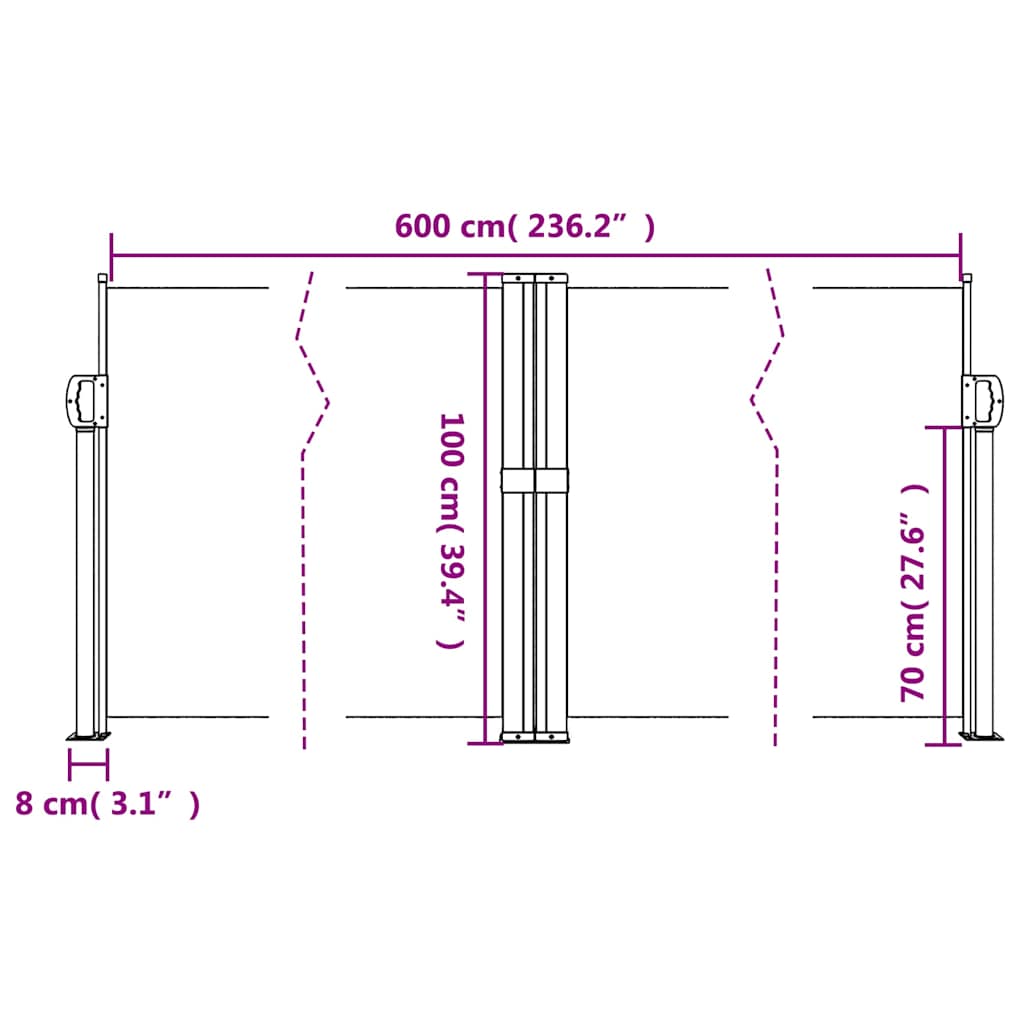 Retractable Side Awning Anthracite 100x600 cm
