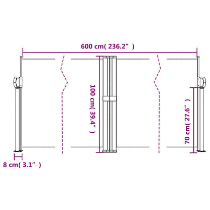 Retractable Side Awning Anthracite 100x600 cm