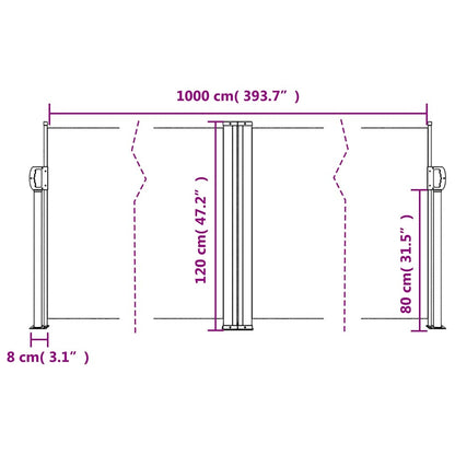Retractable Side Awning Red 120x1000 cm
