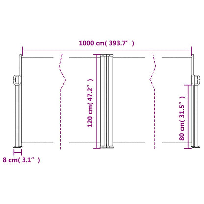 Retractable Side Awning Taupe 120x1000 cm