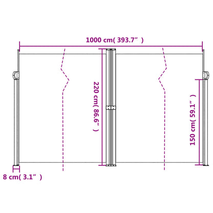 Retractable Side Awning Blue 220x1000 cm