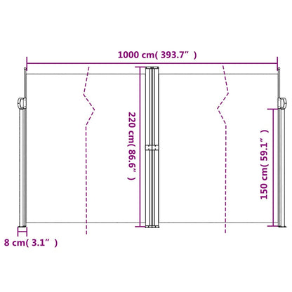Retractable Side Awning Anthracite 220x1000 cm