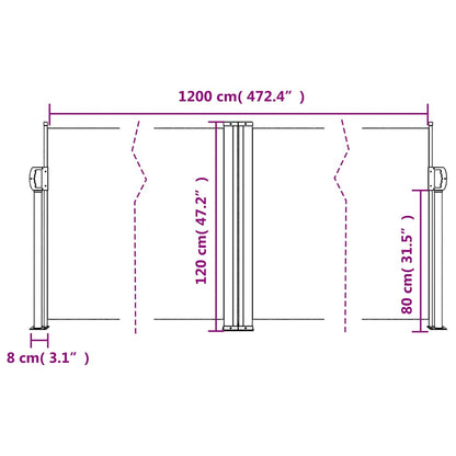 Retractable Side Awning Cream 120x1200 cm
