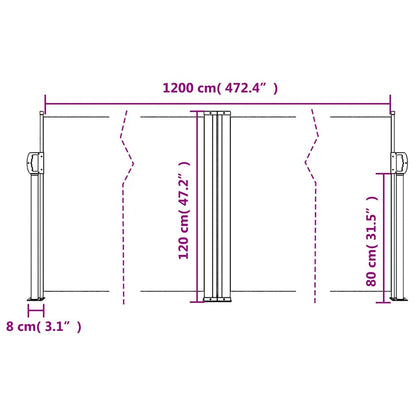 Retractable Side Awning Brown 120x1200 cm