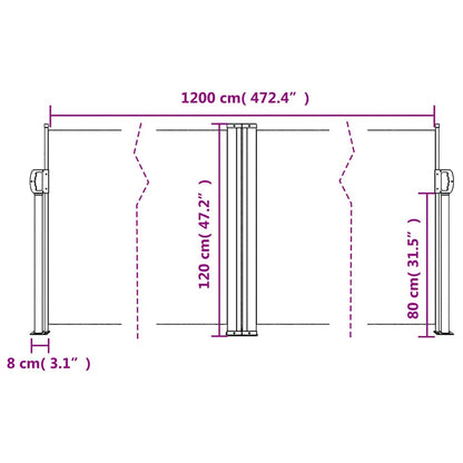 Retractable Side Awning Taupe 120x1200 cm