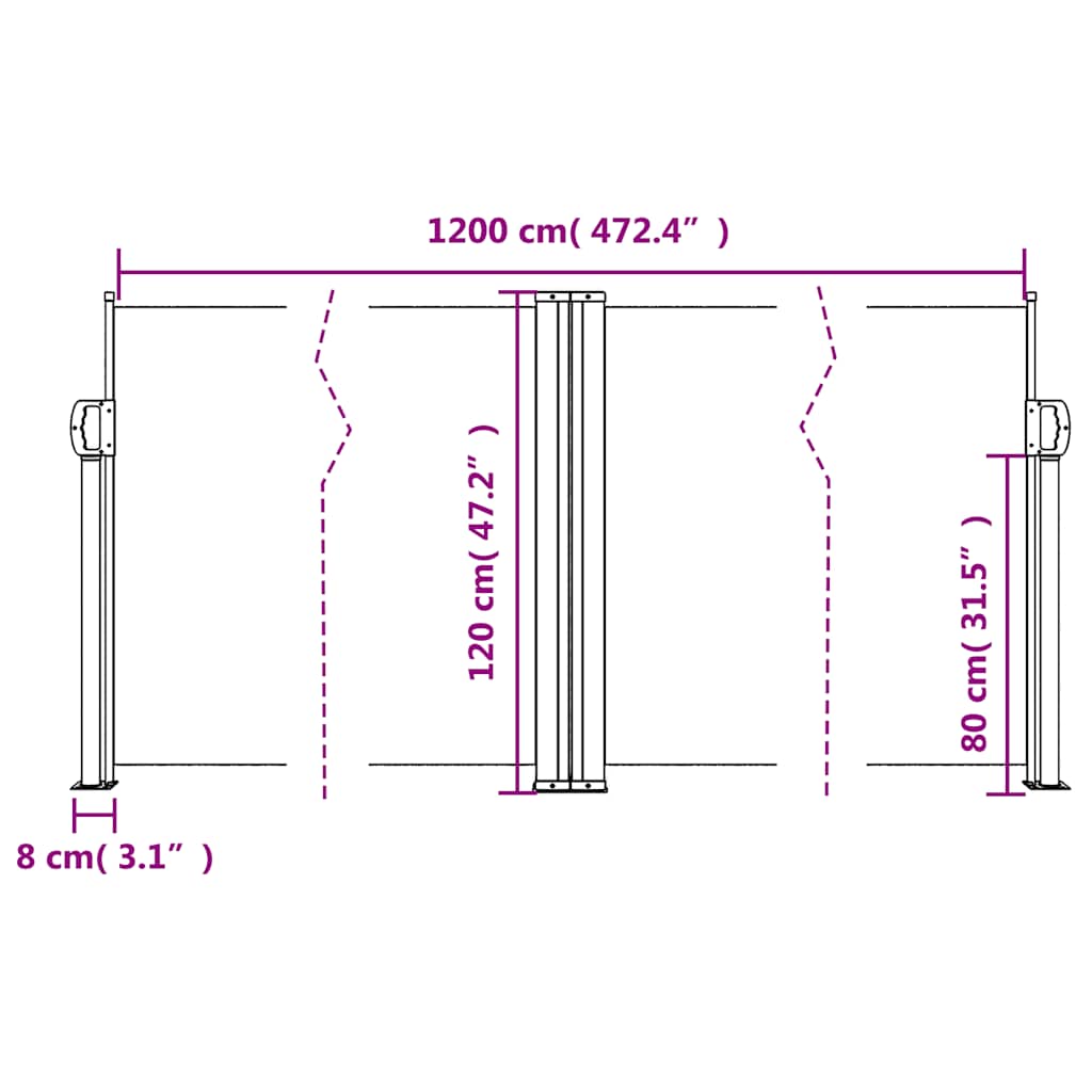 Retractable Side Awning Dark Green 120x1200 cm