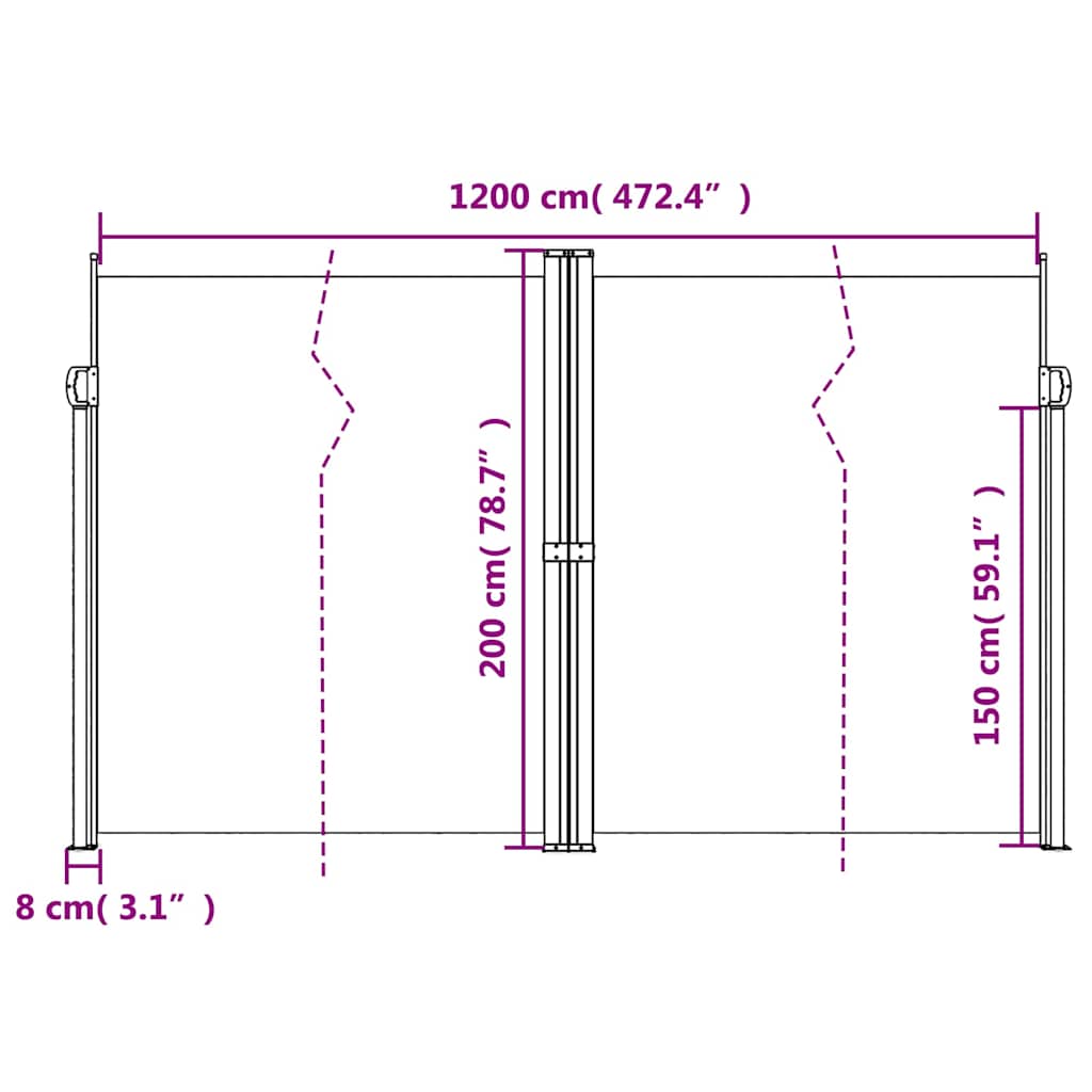Retractable Side Awning Anthracite 200x1200 cm