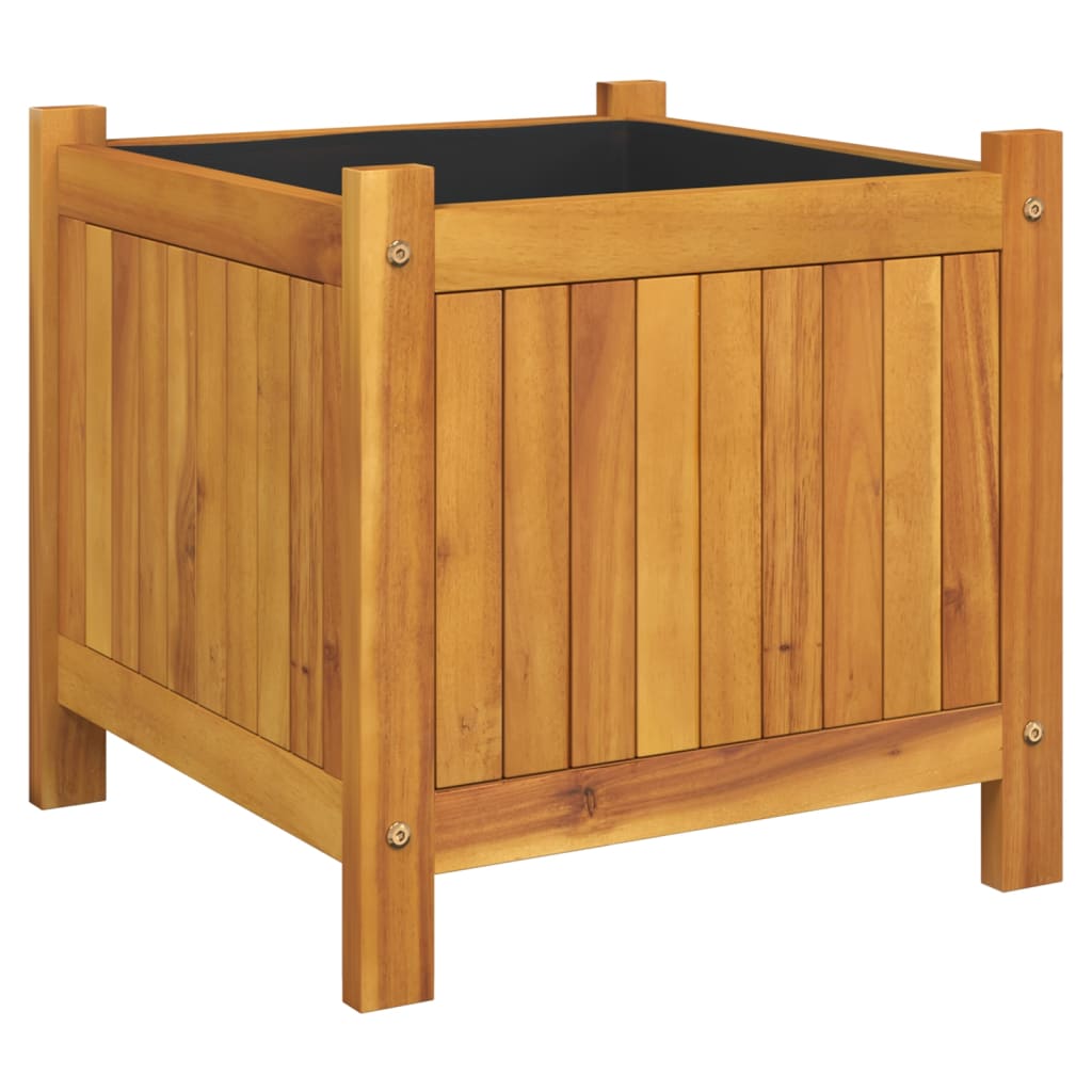 Garden Planter with Liner 42x42x40 cm Solid Wood Acacia