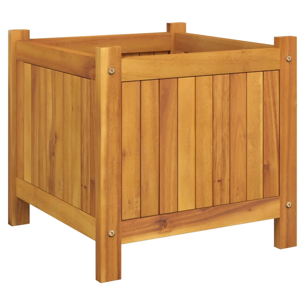 Garden Planter with Liner 42x42x40 cm Solid Wood Acacia