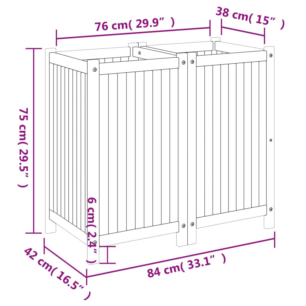 Garden Planter with Liner 84x42x75 cm Solid Wood Acacia