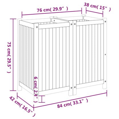 Garden Planter with Liner 84x42x75 cm Solid Wood Acacia