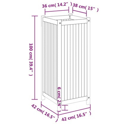 Garden Planter with Liner 42x42x100 cm Solid Wood Acacia