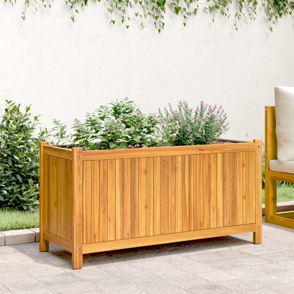Garden Planter with Liner 99.5x38x50 cm Solid Wood Acacia