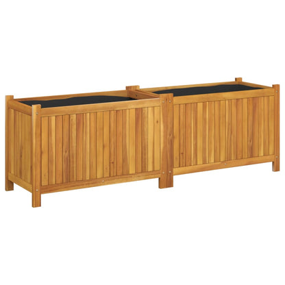 Garden Planter with Liner 153x38.5x50 cm Solid Wood Acacia