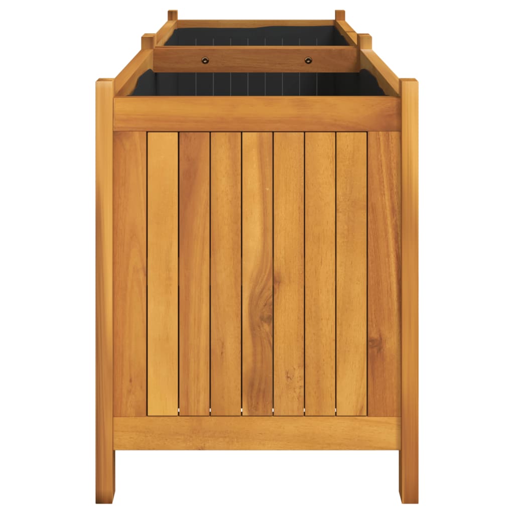 Garden Planter with Liner 153x38.5x50 cm Solid Wood Acacia