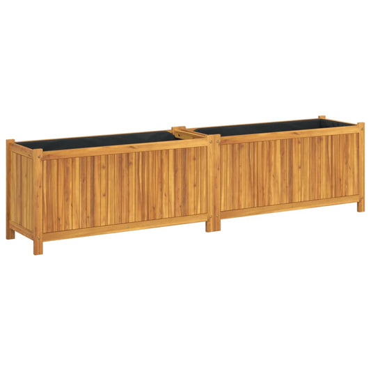 Garden Planter with Liner 199x38.5x50 cm Solid Wood Acacia