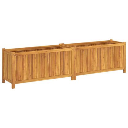 Garden Planter with Liner 199x38.5x50 cm Solid Wood Acacia