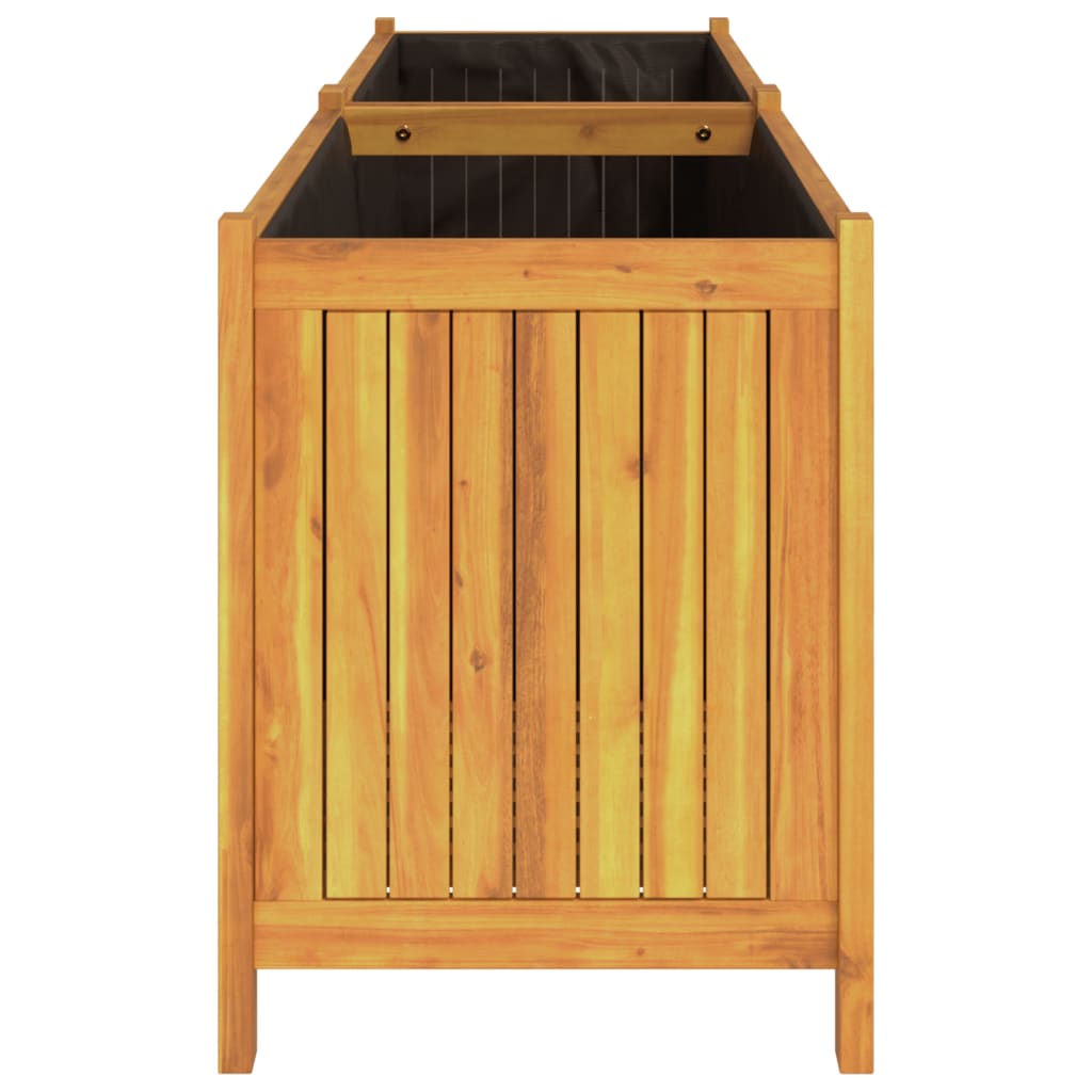 Garden Planter with Liner 199x38.5x50 cm Solid Wood Acacia