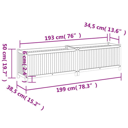 Garden Planter with Liner 199x38.5x50 cm Solid Wood Acacia