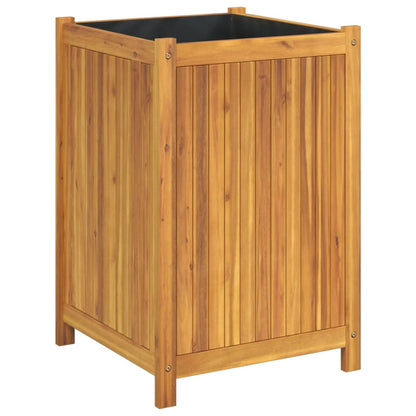 Garden Planter with Liner 50x50x75 cm Solid Wood Acacia