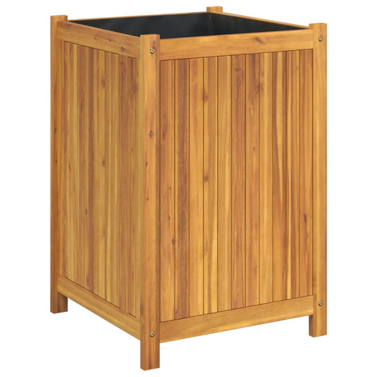 Garden Planter with Liner 50x50x75 cm Solid Wood Acacia