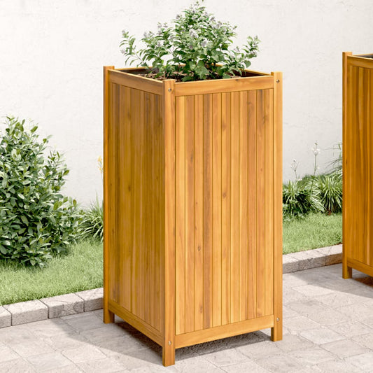 Garden Planter with Liner 50x50x100 cm Solid Wood Acacia