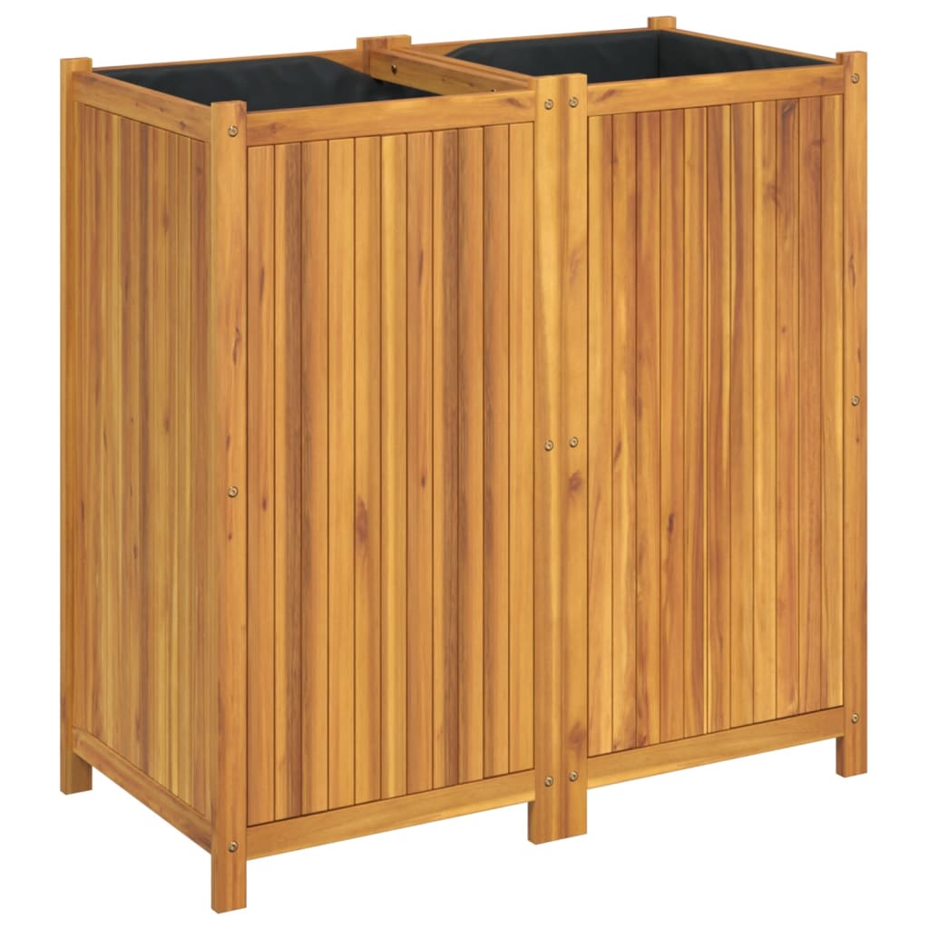Garden Planter with Liner 100x50x100 cm Solid Wood Acacia